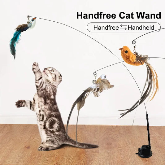 Cat Suction Cup Feather Wand